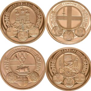 Proof Gold £1 Pound Coin Capital Cities of the United Kingdom 4 Coin Set | 2010-2011 Boxed
