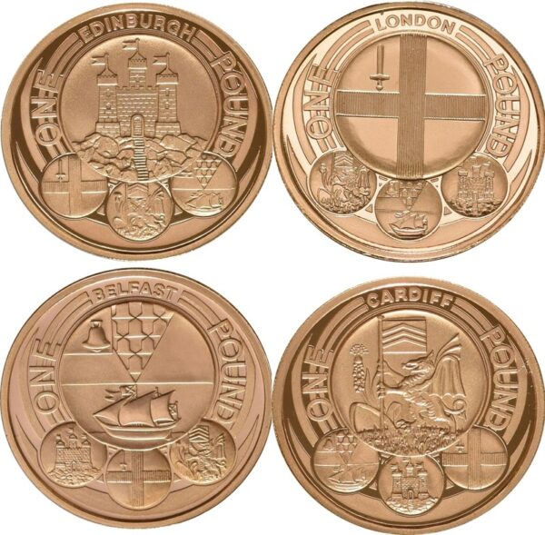 Proof Gold £1 Pound Coin Capital Cities of the United Kingdom 4 Coin Set | 2010-2011 Boxed - Image 2