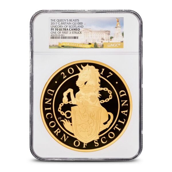 2017 1 Kilo Proof British Gold Queens Beast Unicorn Coin NGC PF70 UCAM First 3 Struck - Image 2
