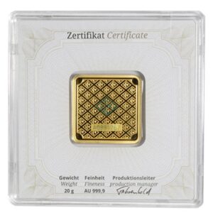 20 Gram Geiger Square Gold Bar For Sale (New w/ Assay)