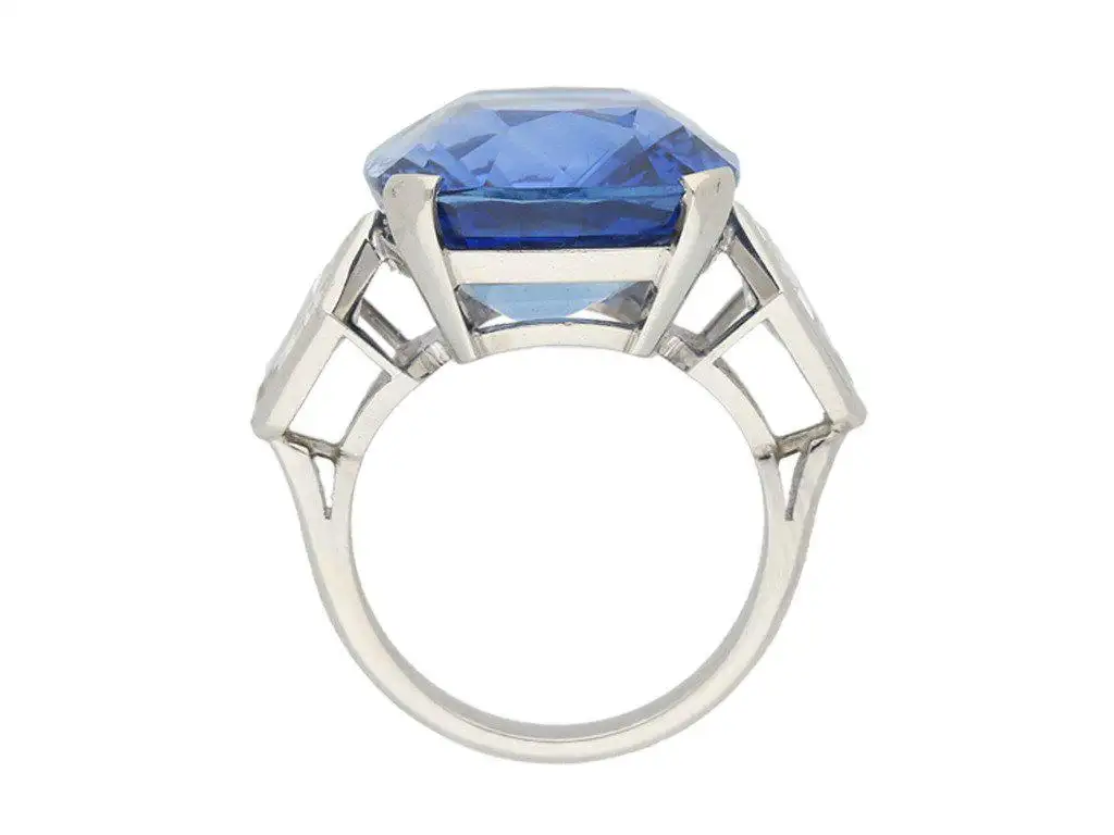 20.13 Carats Natural Unenhanced Ceylon Sapphire Diamond Platinum Ring - Image 3