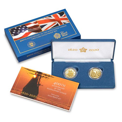 2020 Proof American Gold 400th Anniversary of the Mayflower 2-Coin Set (Box + CoA)