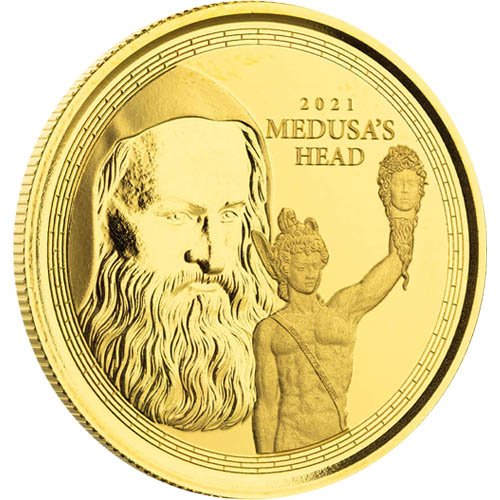 2021 1 oz Gibraltar Gold Medusas Head Coin (BU) - Image 3