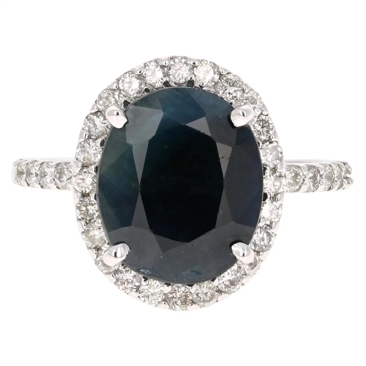 4.65 Carat Sapphire Diamond 14K White Gold Halo Ring - Image 2