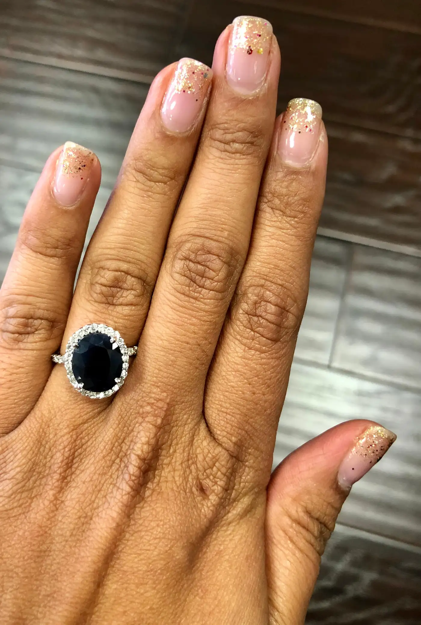 4.65 Carat Sapphire Diamond 14K White Gold Halo Ring - Image 5
