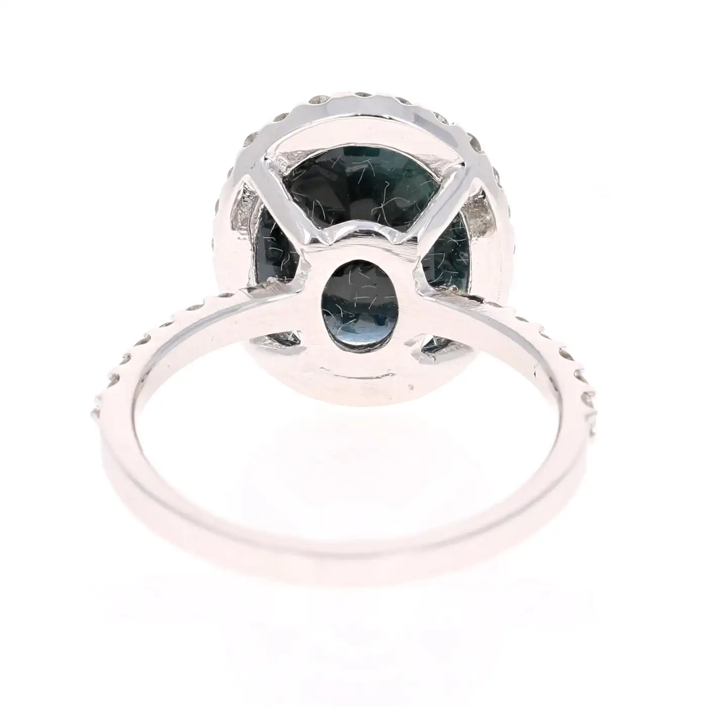 4.65 Carat Sapphire Diamond 14K White Gold Halo Ring - Image 4