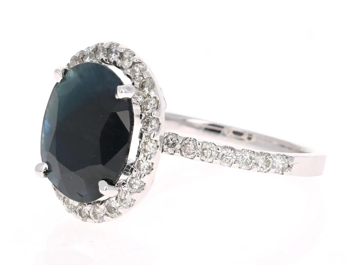 4.65 Carat Sapphire Diamond 14K White Gold Halo Ring - Image 3