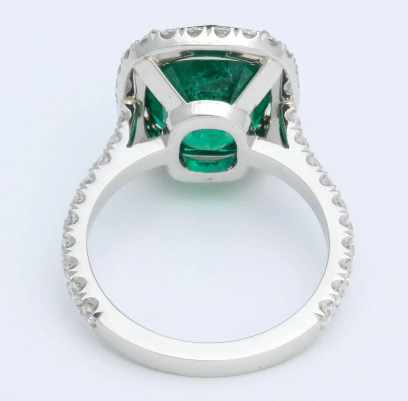 5 Carat Green Emerald Cushion Cut Diamond Halo Ring GIA Certified No Oil - Image 7