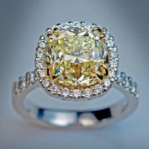 5.37 Carat GIA Fancy Light Yellow Cushion Cut Diamond Engagement Ring