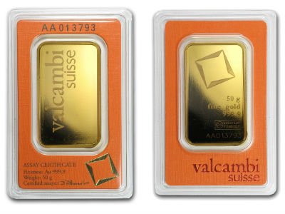 50 Gram Valcambi Gold Bar For Sale (New w/ Assay)