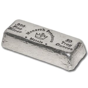 50 oz Monarch Hand Poured Loaf Silver Bar (New)