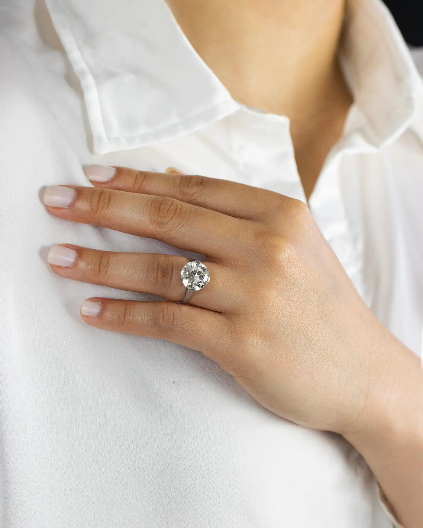 Antique 5.19 Carats Old European Cut Diamond Solitaire Engagement Ring - Image 5