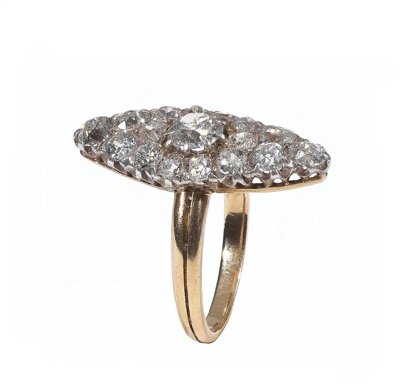 Antique Diamond Silver Gold Cluster Ring - Image 2