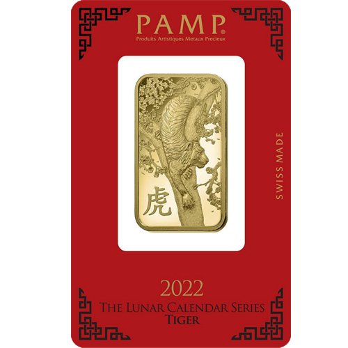 Buy 1 oz PAMP Suisse Lunar Tiger Gold Bar (New w/ Assay) - Image 2