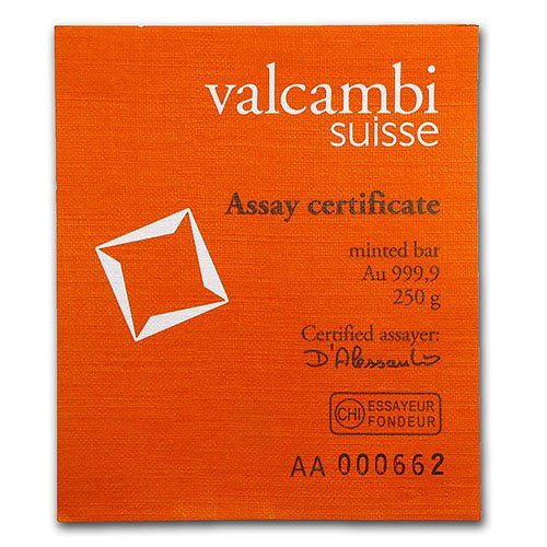 Buy 250 Gram Valcambi Pressed Gold Bar (New w/ Assay) - Image 4