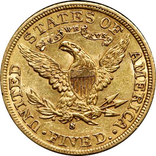 Buy Pre-33 $5 Liberty Gold Half Eagle Coin (1838-1899 Dates, XF+) - Image 2