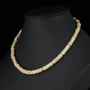 Cartier 26cts Diamond Bamboo Suite in 18K Gold Necklace and Earrings