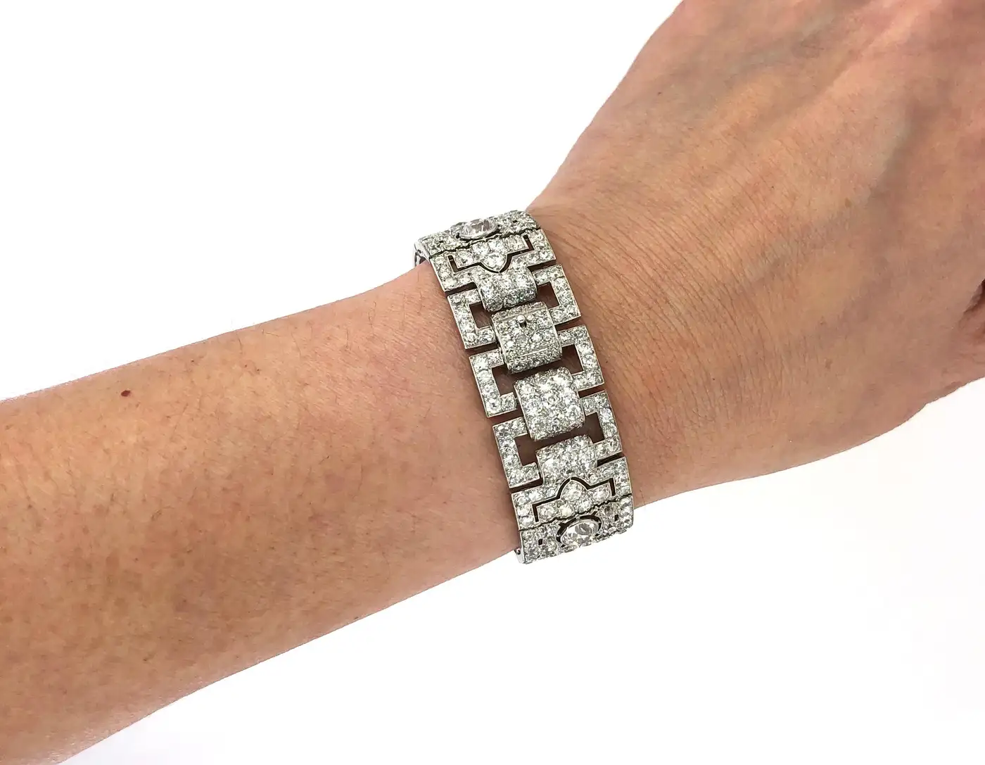 Cartier Paris Art Deco Diamond Platinum Strap Bracelet - Image 6