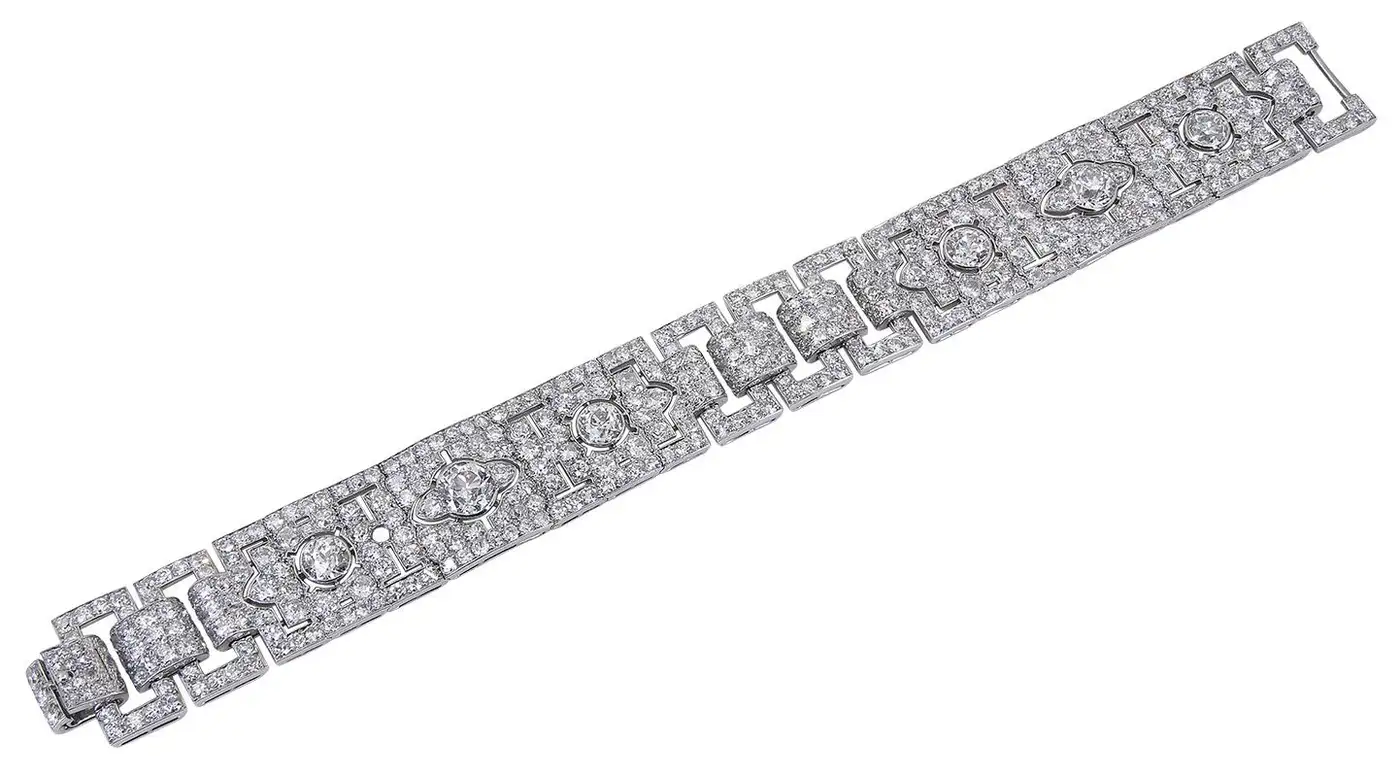 Cartier Paris Art Deco Diamond Platinum Strap Bracelet - Image 2