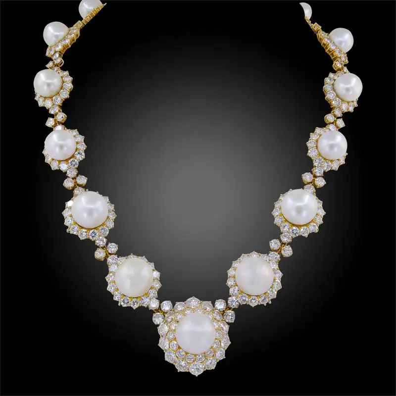 Buy Diamond Pearl Yellow Gold Necklace - Image 2