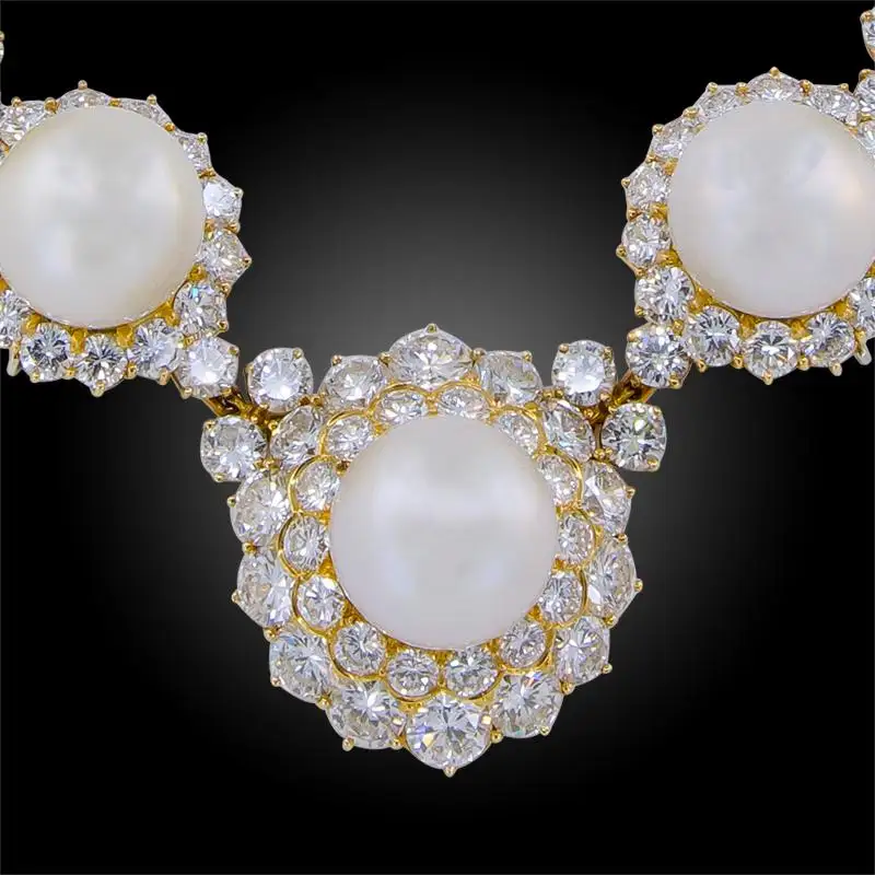 Buy Diamond Pearl Yellow Gold Necklace - Image 4