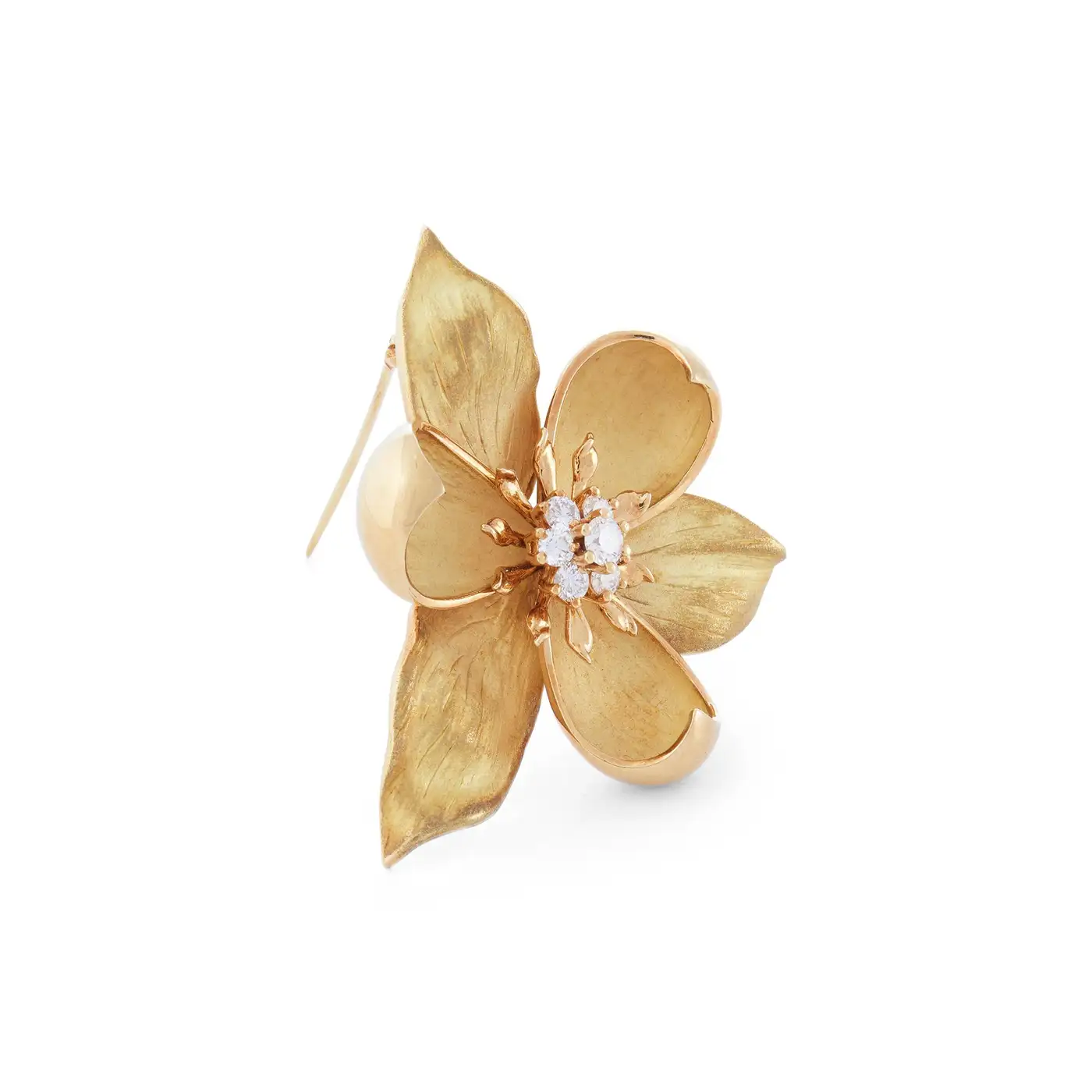 Dogwood Flower Gold and Diamond Brooch Tiffany & Co. - Image 2