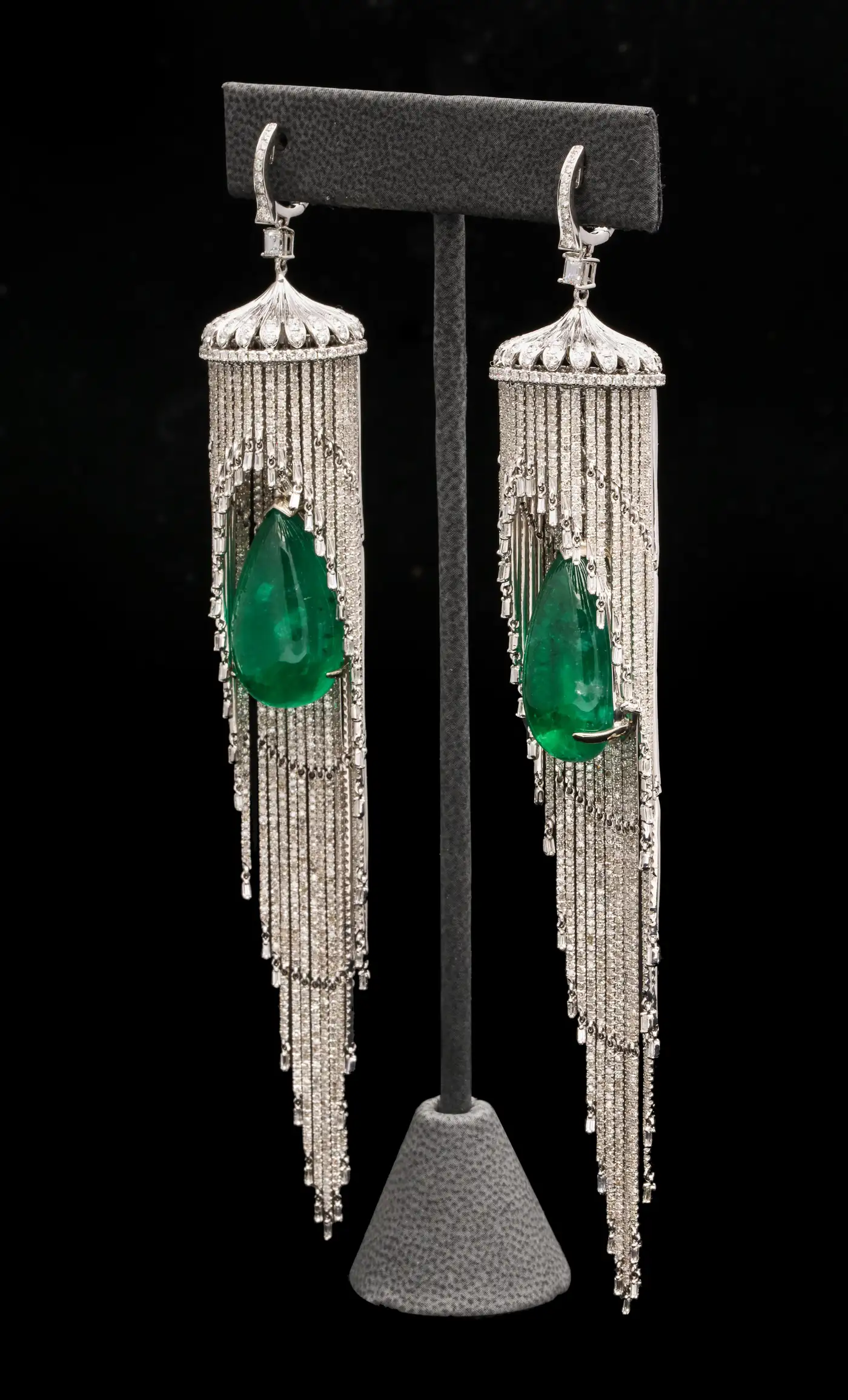Emerald and Diamond Chandelier Earrings