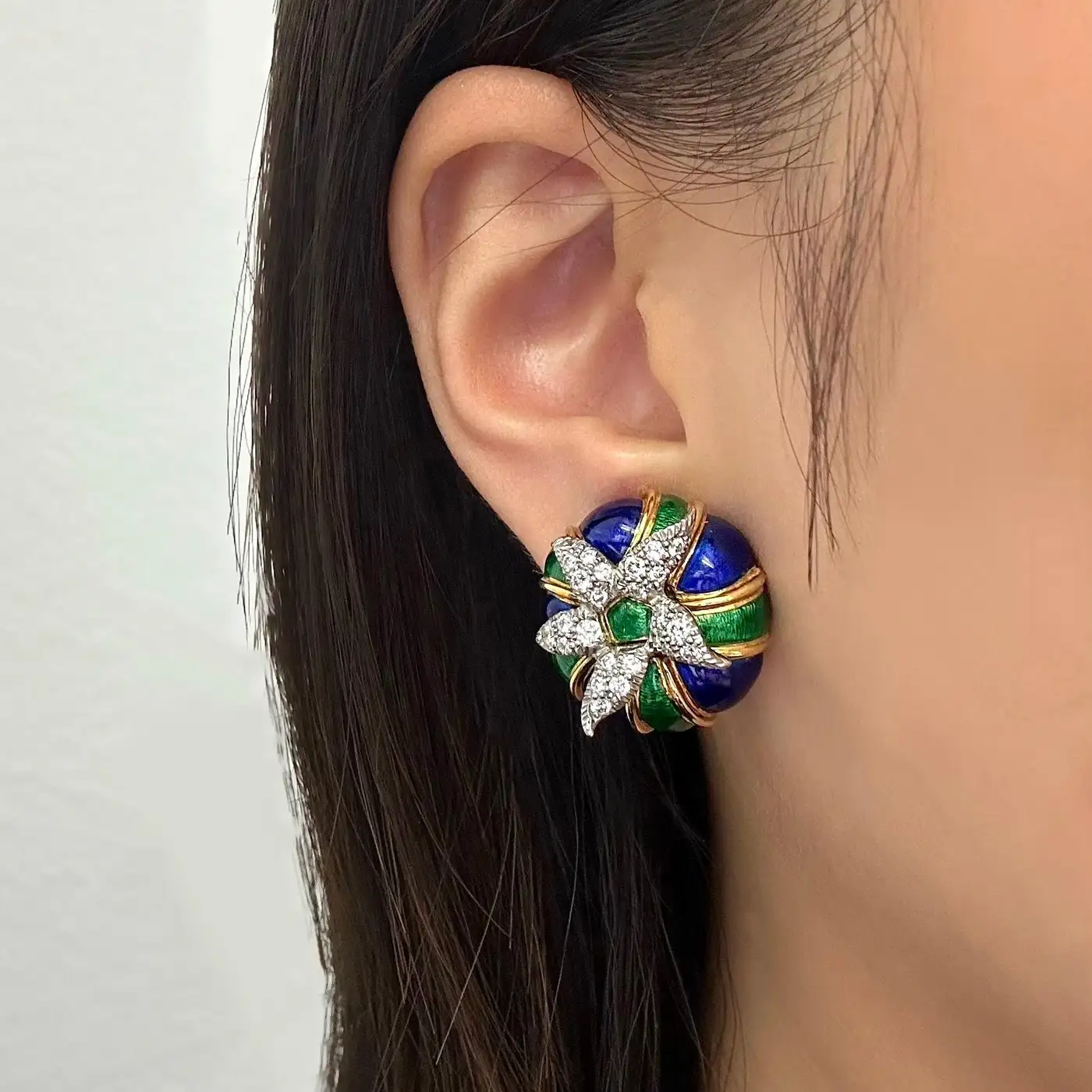 Enamel and Diamond Ear Clips Jean Schlumberger for Tiffany & Co. - Image 6