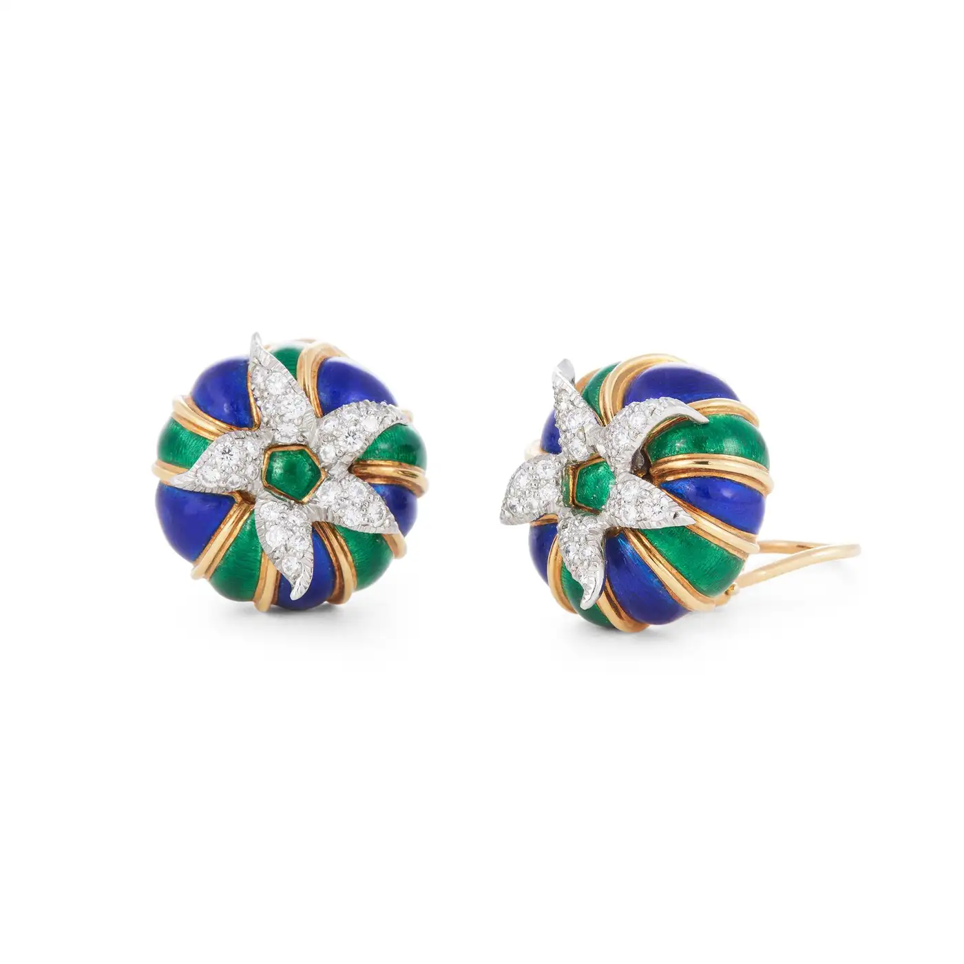 Enamel and Diamond Ear Clips Jean Schlumberger for Tiffany & Co. - Image 2