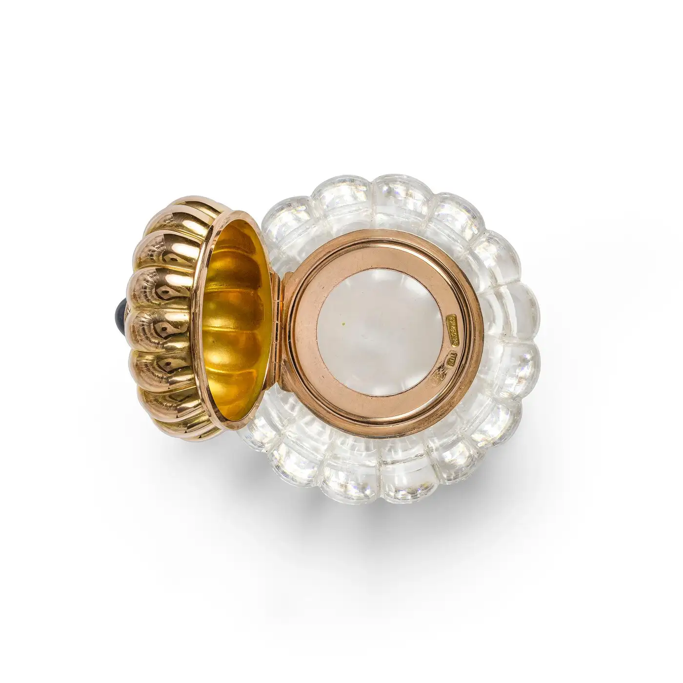 Faberge Rock Crystal Gold Inkwell - Image 3