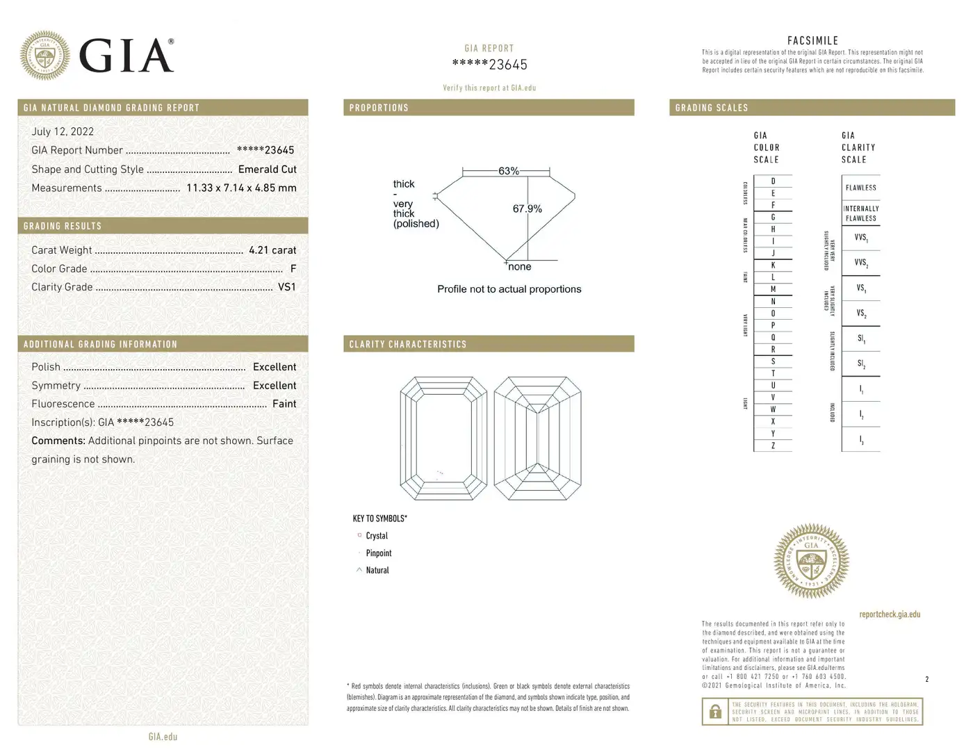 GIA Certified 4.21 Carat Emerald Cut Diamond Ring VS1 Clarity F colour - Image 3