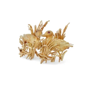 Kurt Wayne Gold and Ruby Sitting Ducks Brooch
