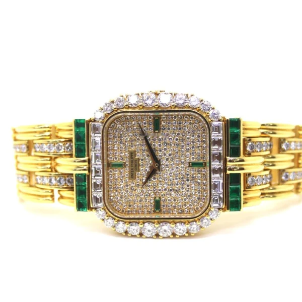 Patek Philippe Geneve Unique and very rare with diamonds and emeralds - Image 2