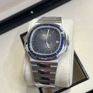 Patek Philippe Nautilus 5711/111P-001 Platinum Nautilus Blue Sapphire Bezel Unworn 2021 In Stock