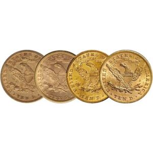 Pre-33 $10 Liberty Gold Eagle 4-Coin Set (Random Year, XF+)
