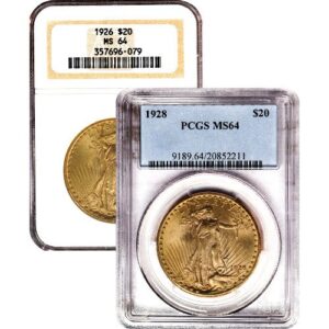 Pre-33 $20 Saint Gaudens Gold Double Eagle Coin MS64 (PCGS or NGC)