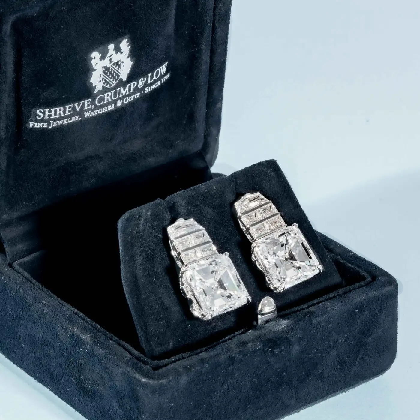 Shreve Crump & Low GIA Certified 18.21 Carat Asscher Cut Diamond Drop Earrings - Image 7