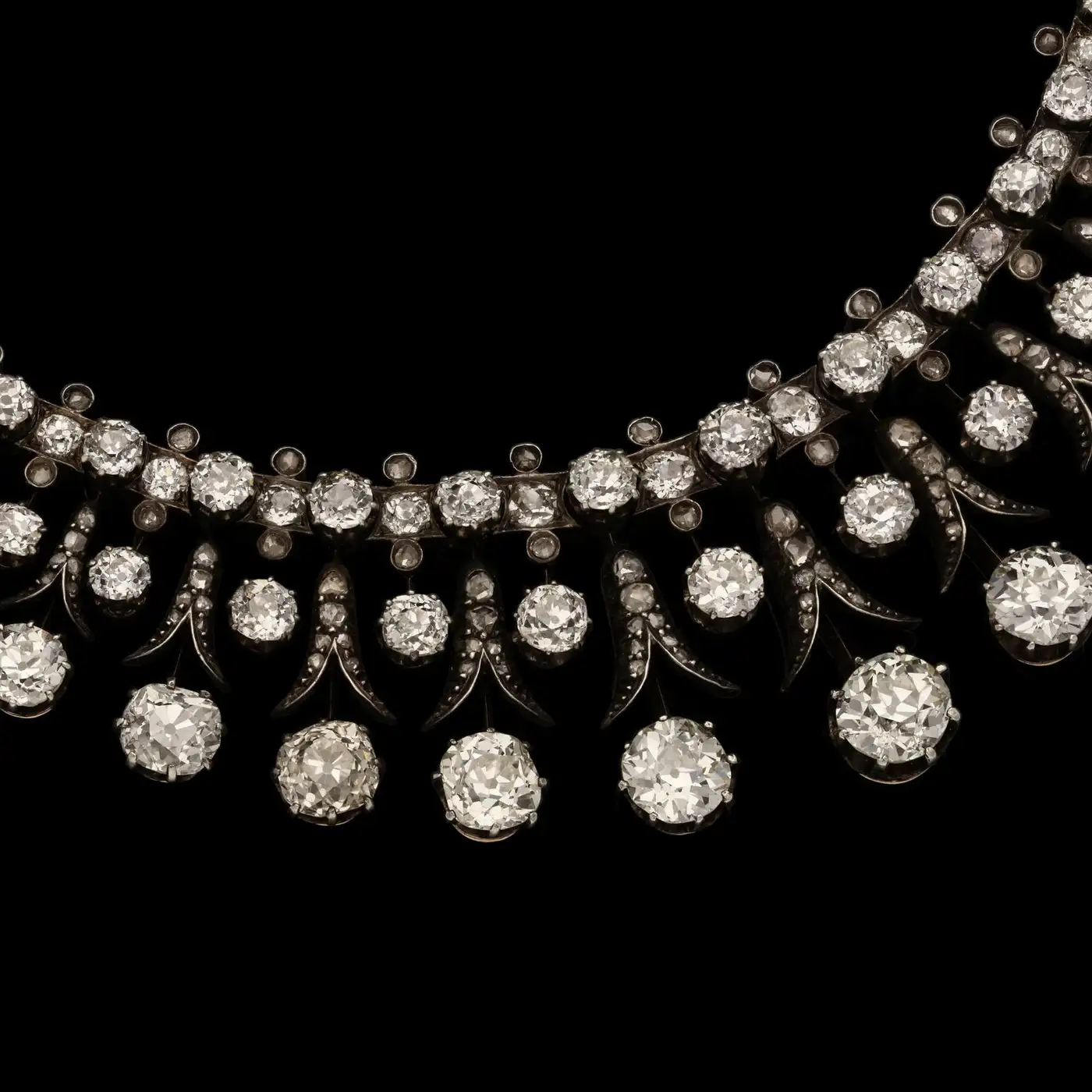 Stunning Victorian Old-Cut Diamond Fringe Tiara Convertible to Necklace Bracelet - Image 2