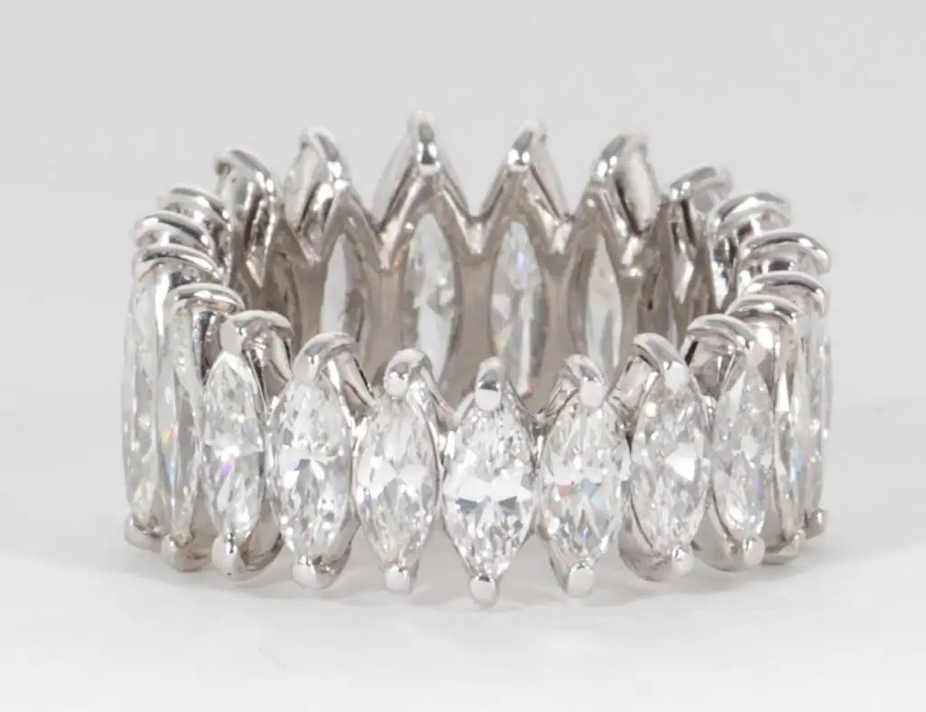 Wide Marquise Diamond Eternity Band Set in Platinum - Image 5