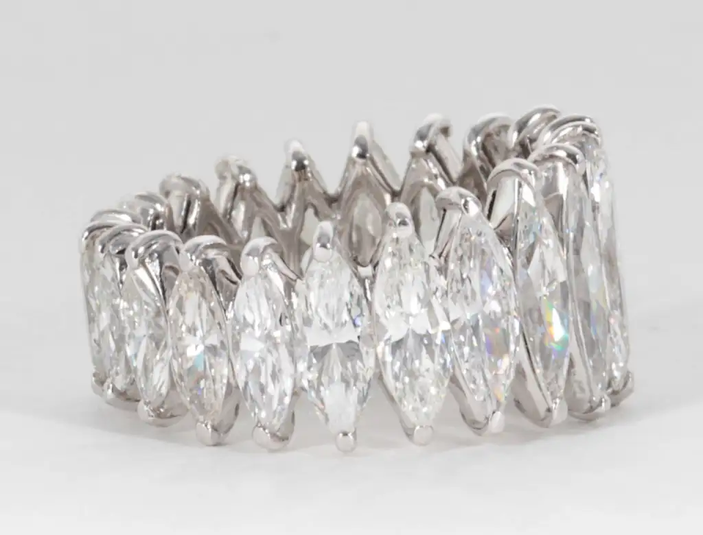 Wide Marquise Diamond Eternity Band Set in Platinum - Image 4