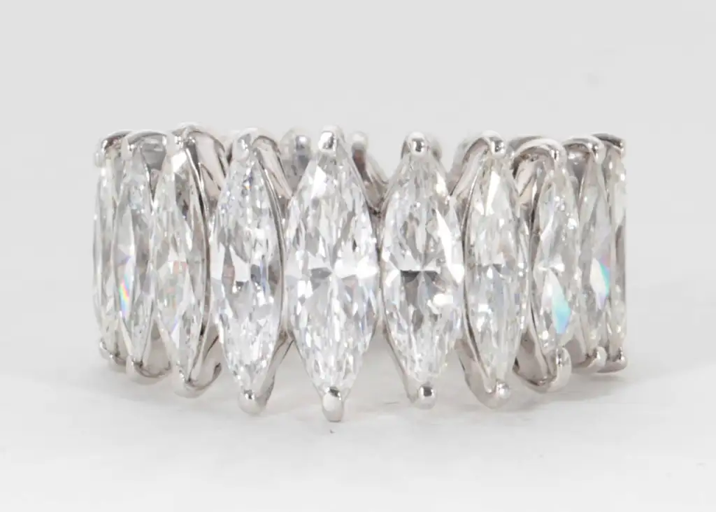 Wide Marquise Diamond Eternity Band Set in Platinum - Image 2